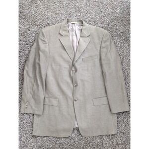 Tallia Uomo Linen Silk Blend Blazer Jacket Mens 46L USA Made Beige Tan